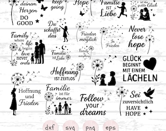 Dandelions Plotter files, Dandelions Svg, Motivational Sayings, German Svg, Plotter file Svg, Floral Clipart