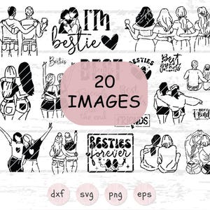 Best Friends SVG-bundel | Vriendschapsclipart | Cute Besties-silhouet, png-bestand voor Cricut en sublimatie