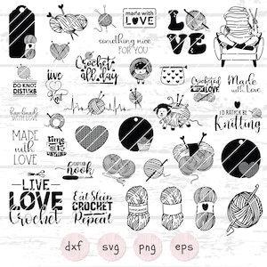 36 Knitting svg Crochet svg Yarn svg cut files for Cricut Silhouette Yarn clipart Knit svg bundle, Crochet needle clipart, Yarn ball svg
