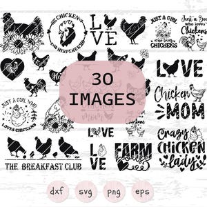 Kip svg kip minnaar bundel Cricut kip png bundel sublimatie silhouet kip shirt ontwerp bundel commercieel gebruik eps dxf jpeg