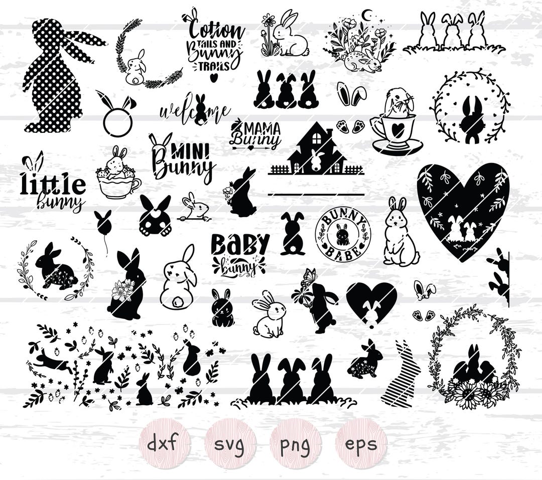 40 Bunny Bundle Cut File, Floral Rabbit Svg Dxf Png - Etsy