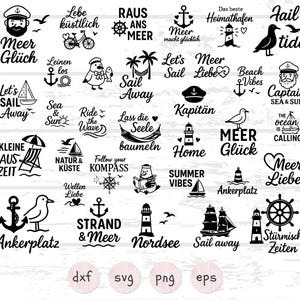 Bundle de 34 maritimes, plage d'été, Svg nautique, mouette SVG pour Cricut, gravure laser Silhouette