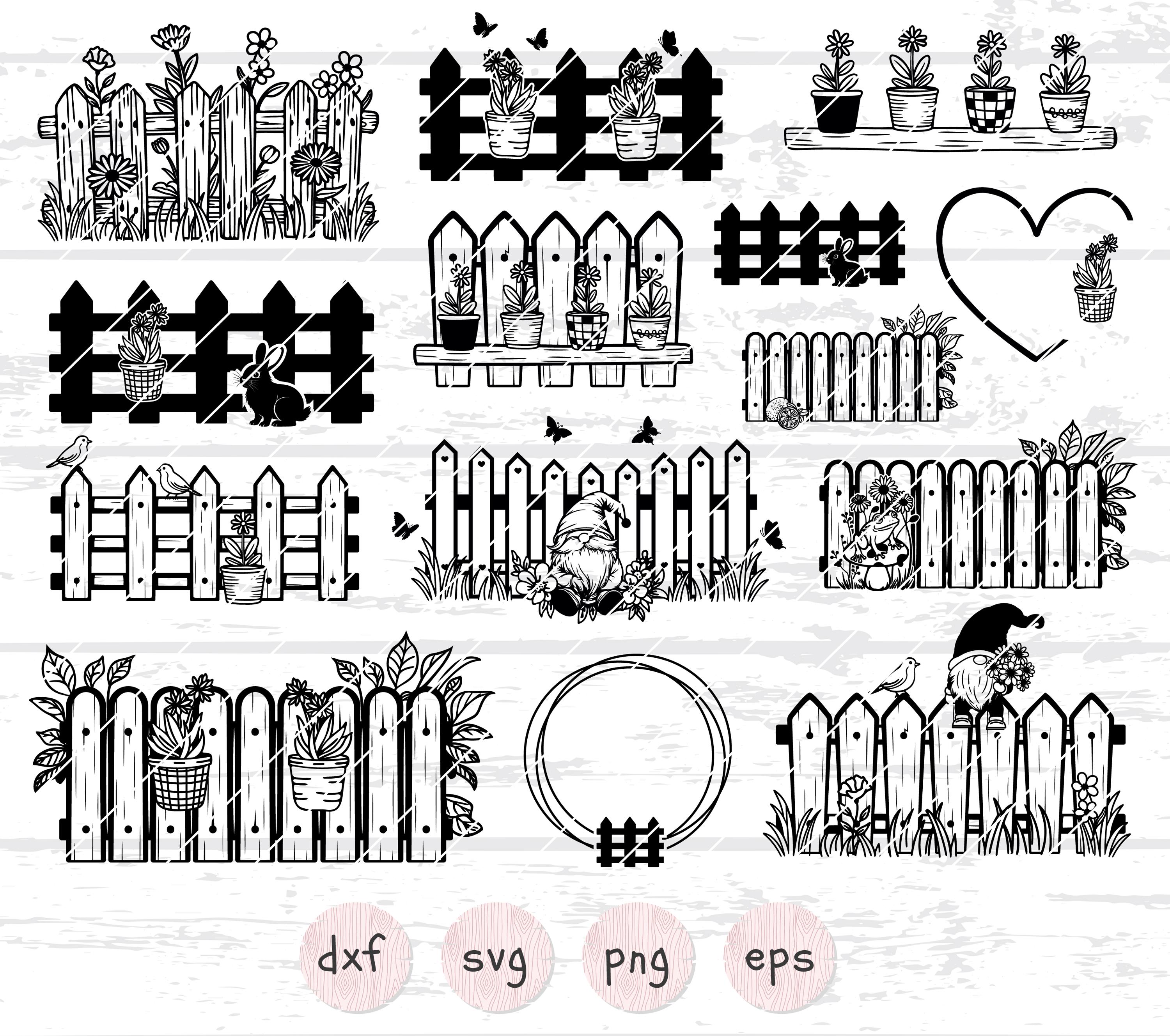 Svg clôture fleur, clôture jardin svg, svg clôture en bois, fichiers bundle clôture pour cricut