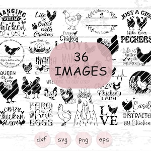 Lot d'amant de poulet svg, poulet Cricut, png lot de sublimation silhouette poulet chemise design bundle usage commercial eps dxf jpeg