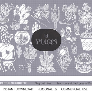 Amateur de cactus fichier SVG, fille de cactus SVG, Cactus cricut, tête de mort Svg, cactus frontière Svg, Svg de plante tropicale, Svg de plantes d'intérieur, camée silhouette