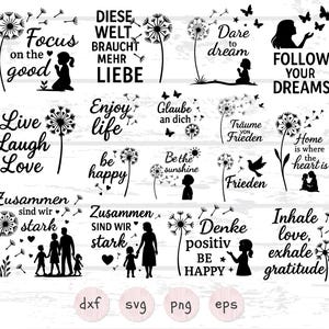 Duitse paardebloemen plotterbestanden, paardebloemen SVG, motiverende gezegden, Duitse SVG, plotterbestand SVG, bloemen clipart