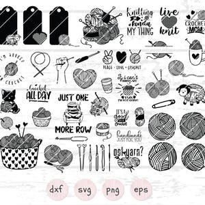 Knitting svg Crochet svg Yarn svg cut files for Cricut Silhouette Yarn clipart Knit svg bundle, Crochet needle clipart, Yarn ball svg