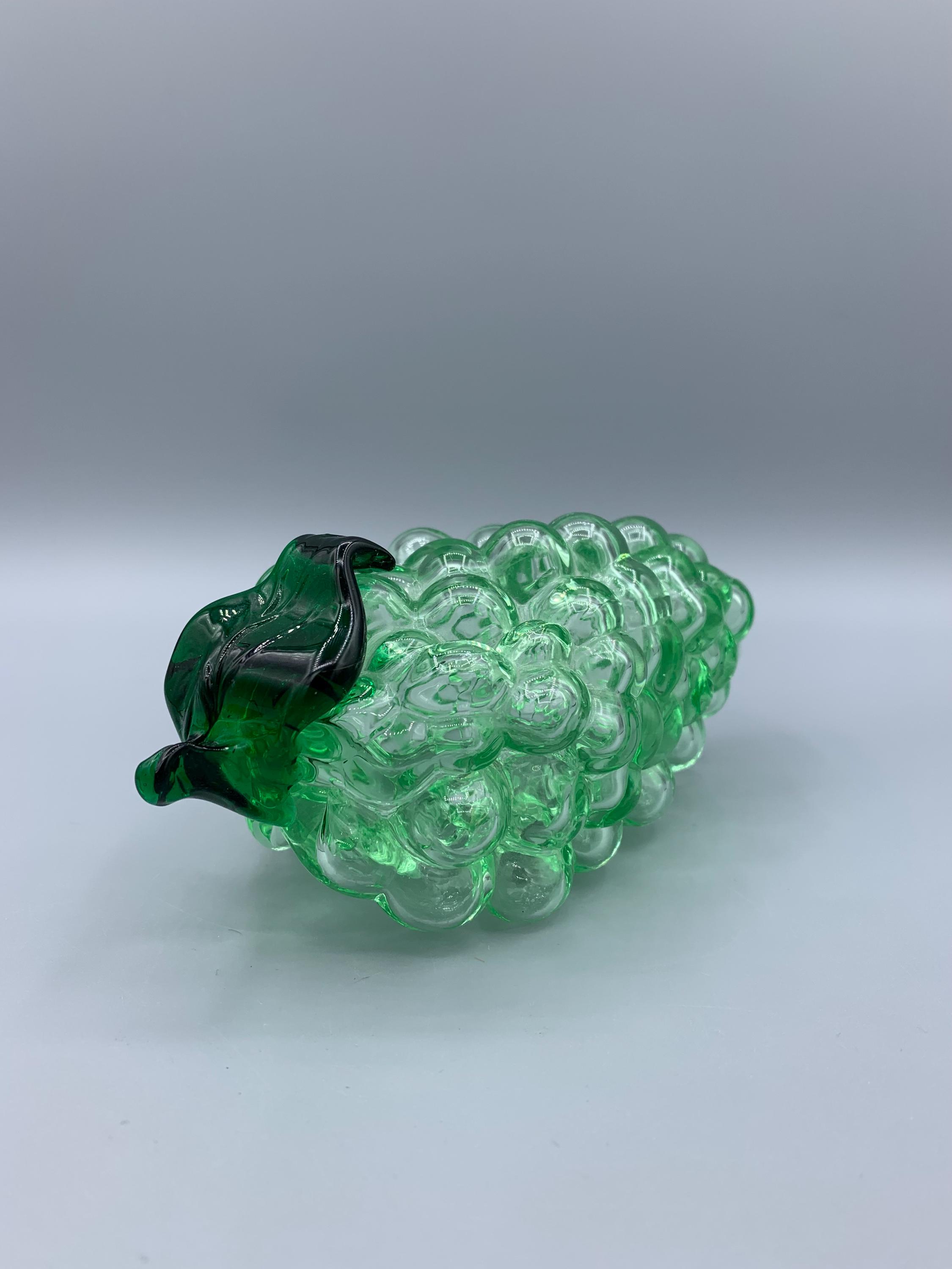 Vintage Hand Made Glass Grapes Green Bunch. “hand Made Crystal