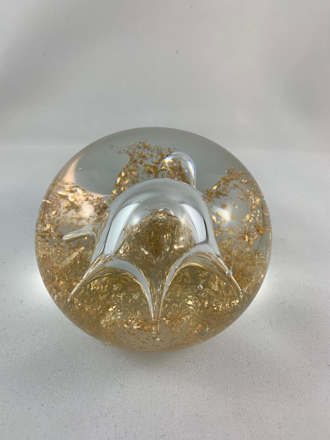 Beautiful, Large, Glass Paperweight. Hand Blown, Mid Century Style ...