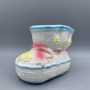 Vintage Ceramic Newborn Baby Bootie Planter