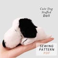 Cute Dog PDF Sewing Pattern Tutorial, plush sewing, crafting pattern, easy pattern, pin cushion, snoopy pincushion, sewing project, eco toy