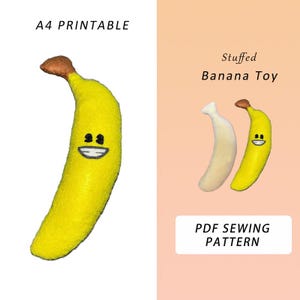 Stuffed Banana Toy - PDF Sewing Pattern | A4 Printable | DIY Plushie Pattern
