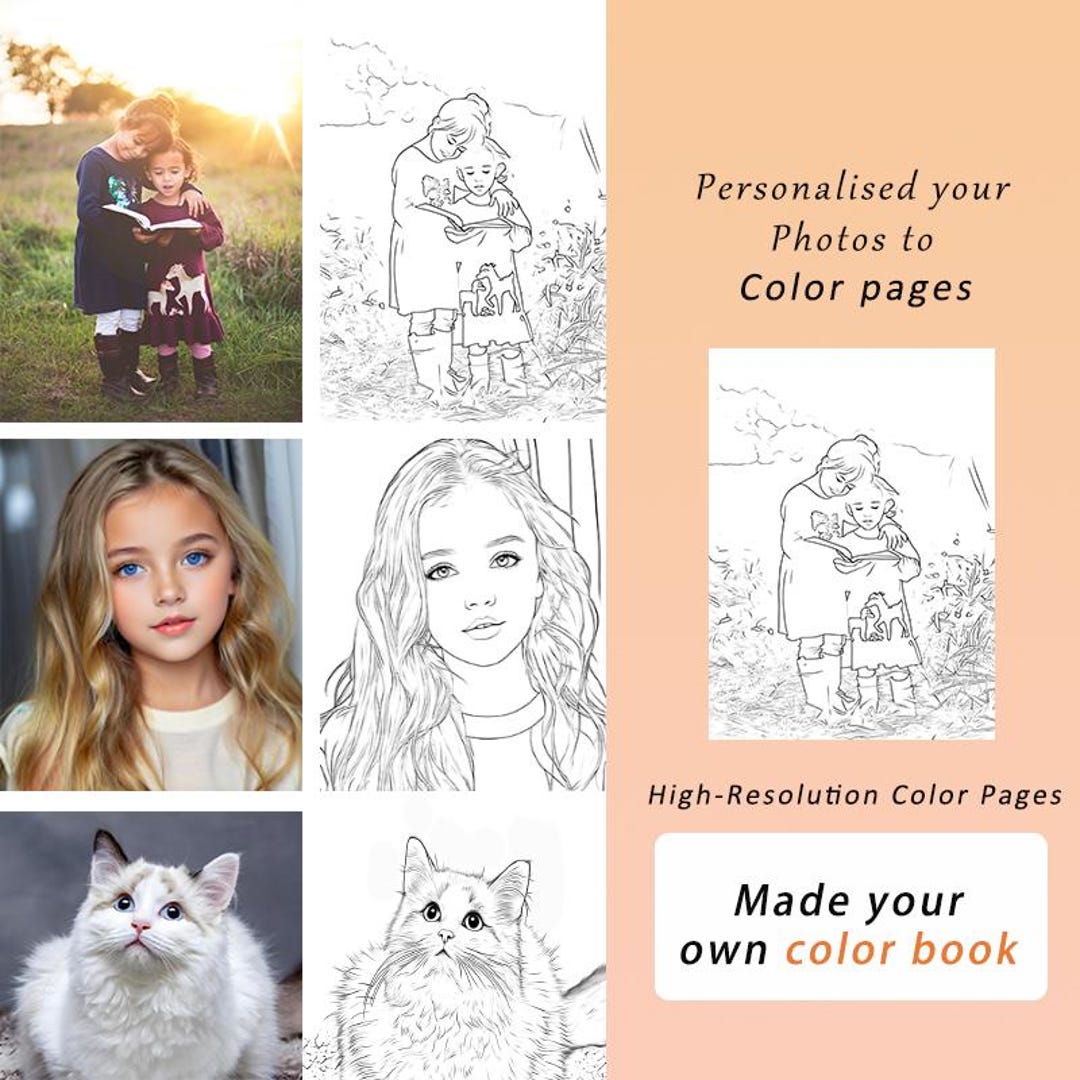 Personalized Coloring Pages, Custom Coloring Book, Photo to Coloring ...