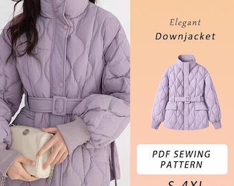 Women&#39;s Jacket PDF Sewing Pattern, Elegant Down Jacket Pattern, Women&#39;s Coat Pattern, Soft Jacket, Sizes S-4XL, Guide on Pattern