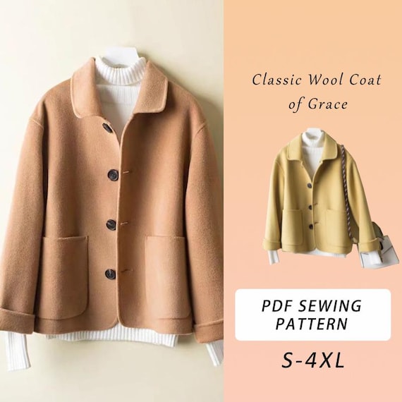 Classic Wool Coat PDF Sewing Pattern, Classic Wool Coat