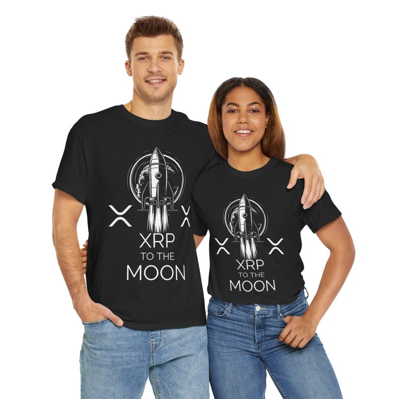 XRP naar de maan Unisex T-shirt, Cryptovaluta Shirt, XRP Lover Cadeau, Zwaar Katoenen T-shirt, Blockchain Enthusiast Top afbeelding 5