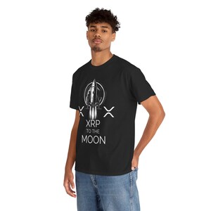 XRP naar de maan Unisex T-shirt, Cryptovaluta Shirt, XRP Lover Cadeau, Zwaar Katoenen T-shirt, Blockchain Enthusiast Top afbeelding 3