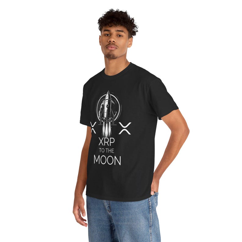 XRP naar de maan Unisex T-shirt, Cryptovaluta Shirt, XRP Lover Cadeau, Zwaar Katoenen T-shirt, Blockchain Enthusiast Top afbeelding 3