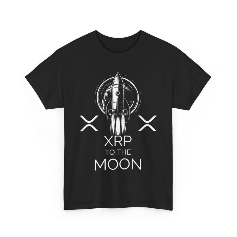 XRP naar de maan Unisex T-shirt, Cryptovaluta Shirt, XRP Lover Cadeau, Zwaar Katoenen T-shirt, Blockchain Enthusiast Top afbeelding 1