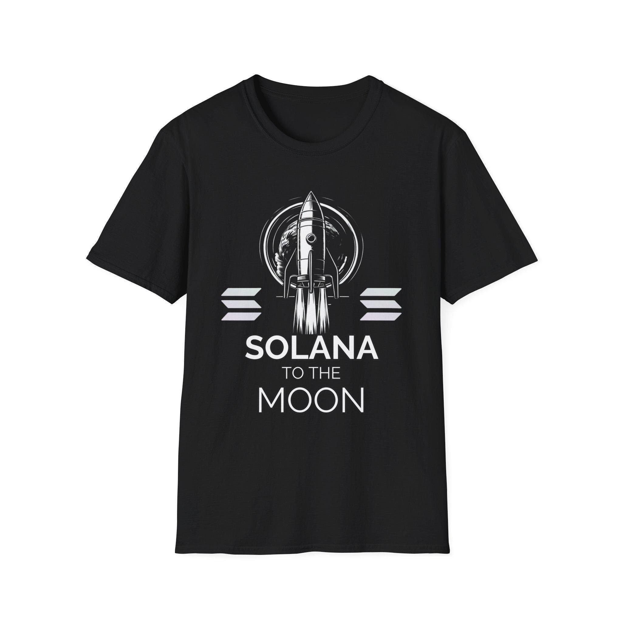 Solana to The Moon Unisex T-Shirt I Crypto Apparel I Gift for Crypto Enthusiast I Digital Currency Merch | Solana Cryptocurrency Tshirt