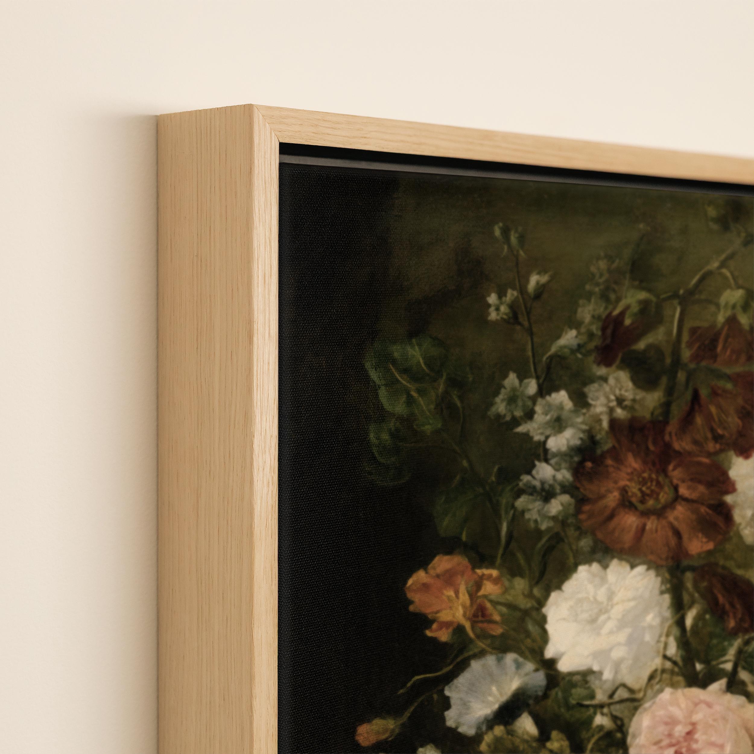 Vintage Floral Still Life Canvas Print Art | Dark Botanical Bouquet ...