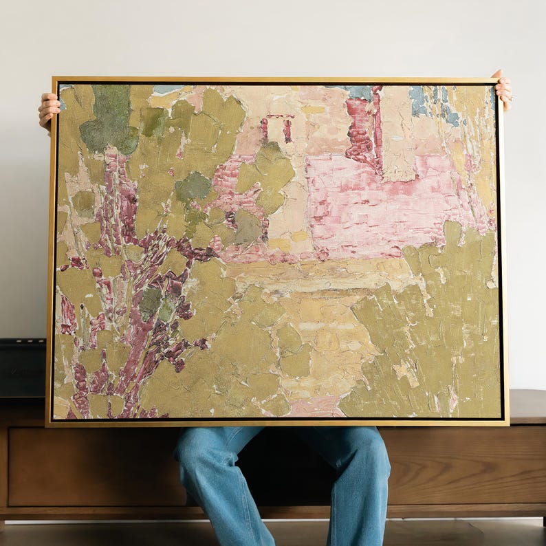 Abstract Wall Art | Oil Painting Style Canvas Print | Olive Green ...