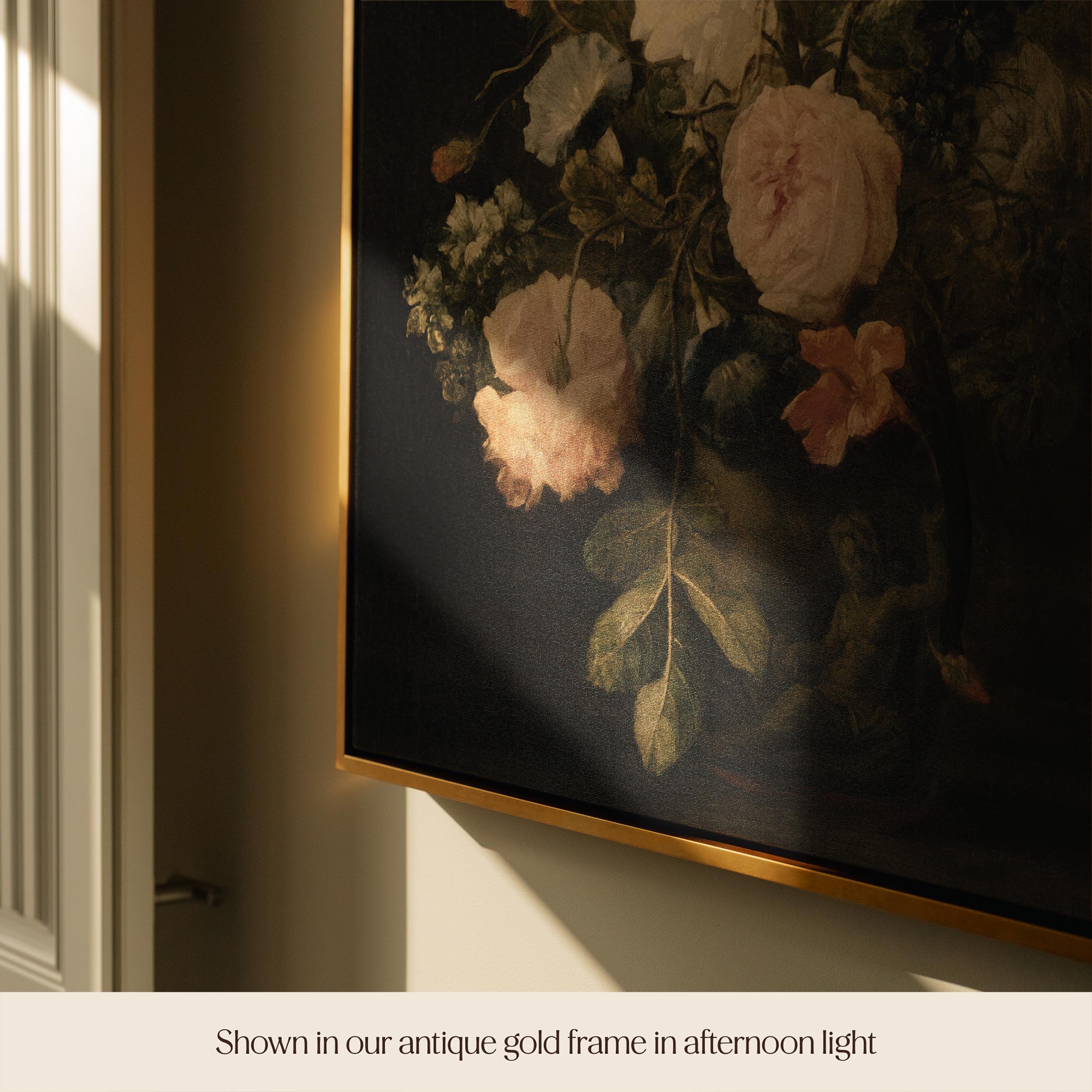 Vintage Floral Still Life Canvas Print Art | Dark Botanical Bouquet ...