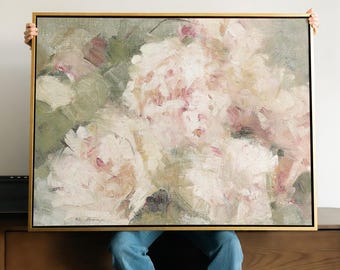 Peony Painting Canvas Print Art | Floral Bouquet Wall Decor Statement Framed