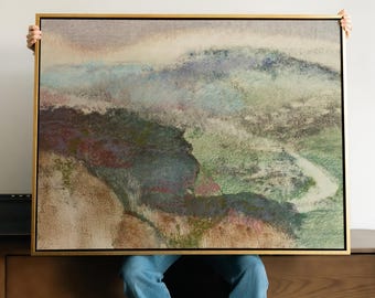Mountain River Canvas Print | Misty Landscape Art Nature Scene Statement Framed