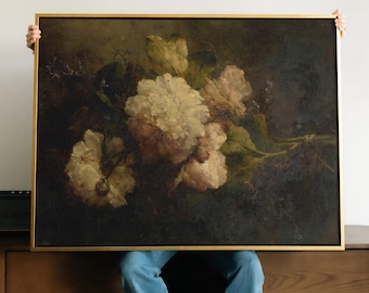 Peony Canvas Print Art | Antique Floral Still Life Decor Extra Large Framed