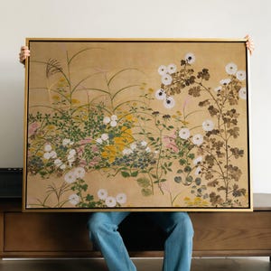 Wildflower Meadow Canvas Print | Vintage Botanical Garden Art Oversized Framed