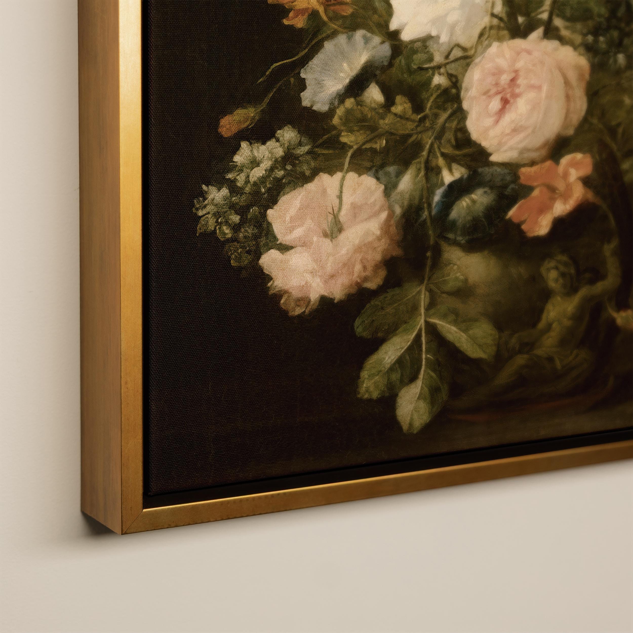 Vintage Floral Still Life Canvas Print Art | Dark Botanical Bouquet ...