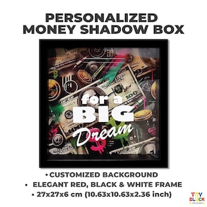 Custom Wooden Shadow Box Piggy Bank: Modern Coin & Tip Saving Box