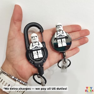 Clone Trooper Badge Reel, Minifigure ID Holder, Carabiner Clip, Nurse Gift