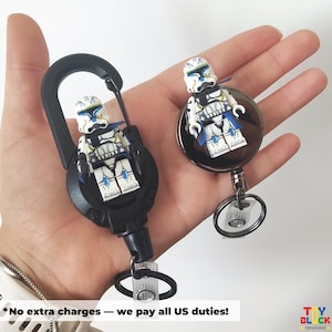 Nurse Minifigure Shaker Badge Reel with Stainless Steel Wire & Carabiner Clip for Medical Staff