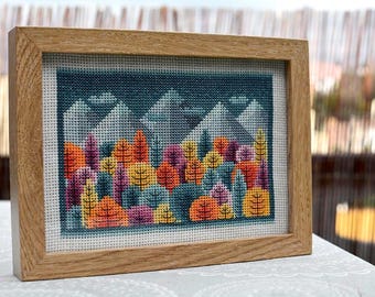 Autumn Forest Cross Stitch Pattern: Colorful Tree pattern (PDF Download)