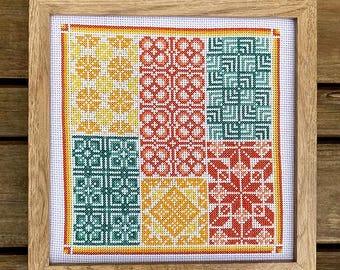 Citric Summer Cross Stitch Pattern: Modern Needlepoint Design (PDF Download)