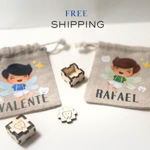 Tooth Fairy Kit for Boys Personalized Kids Gift Pouch for Grandson First Tooth Keepsake Box Fairy Bag Custom Idea for Son Baby Shower Gift