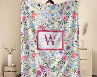 Wildflower Custom Blanket Personalized Floral Gift for Daughter Nursery Decor Gift Unique Keepsake for Baby Shower Gift for Granddaughter