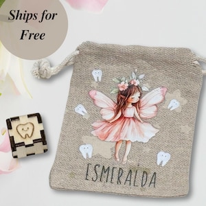 Tooth Fairy Bag Personalized Girl Pouch with Keepsake Box Enchanted Gift for Daughter Granddaughter Godchild Personalized Fairy Treasure
