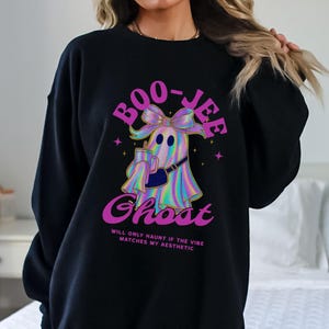 Boo Jee Sweatshirt Gruseliger Geist Kleidung Halloween Geschenk für Tochter Süßes Boo Shirt Trendy Spooky Saison Spaß Halloween tragen gespenstische Vibes