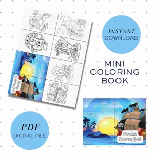 Mini Pirat Malbuch für Kinder Thema Party Favor für Klassenzimmer Individuelle Option Sofortige Digitale Kopie Abenteuer Druck Geburtstag Souvenir