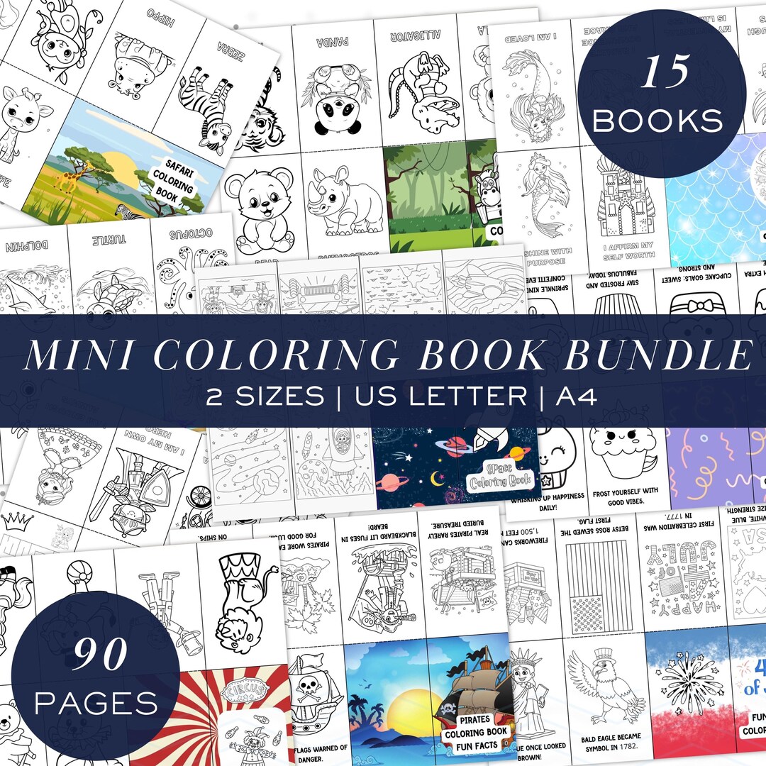 Mini Coloring Book Bundle for Kids 13 Kawaii Themes Party Favor for ...