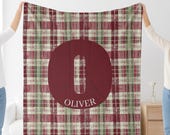 Plaid Blanket Custom Name Throw Holidays Gift Son Christmas Blanket Personalized Daughter Outdoor Fluffy Blanket Stocking Stuffer Under 30