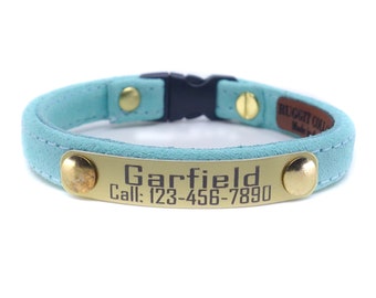 Personalized Suede Cute Cat Collar with Breakaway Buckle by Ruggit Collars