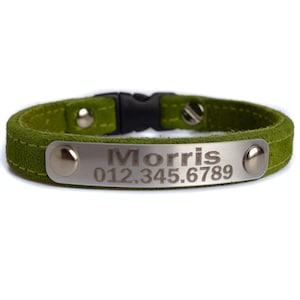 Personalized Suede Cute Cat Collar with Breakaway Buckle by Ruggit Collars