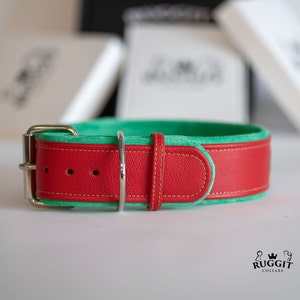 Leather dog collar personalized Embroidered Two inch Adjustable or Non Adjustable Option Leather Dog Collar is Embroidered