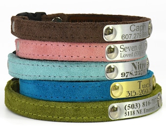 Personalized Suede Cute Cat Collar with Breakaway Buckle by Ruggit Collars