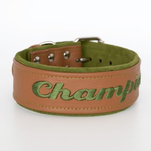 Leather Dog Collar Personalized Embroidered For Big Dogs Two inch width  Thick and Long Lasting for Years from 2025