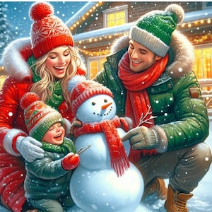 Kerstfamilie, 4K 300 dpi, kerstsfeer, gezinsvakantie, kerstmomenten, comfort voor het gezin, gezellige kerst.